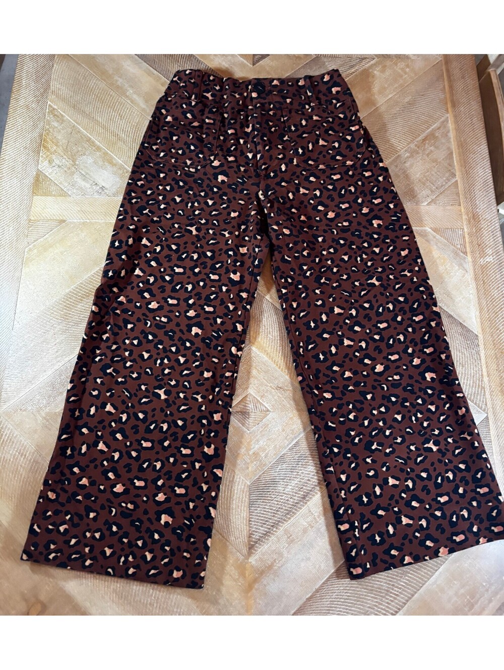 Anthropologie Maeve The Colette Leopard Wide Leg Pants Size 28 (200)